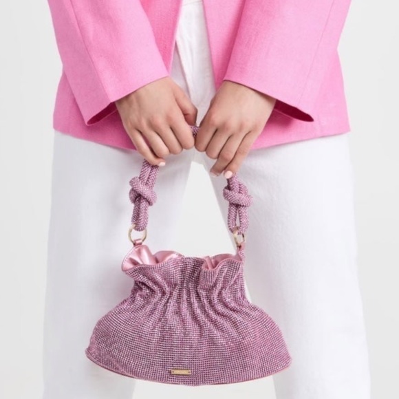 🆕 Cult Gaia Slouchy Pink Mini Crystal Embellished Shoulder Bag - Picture 11 of 17